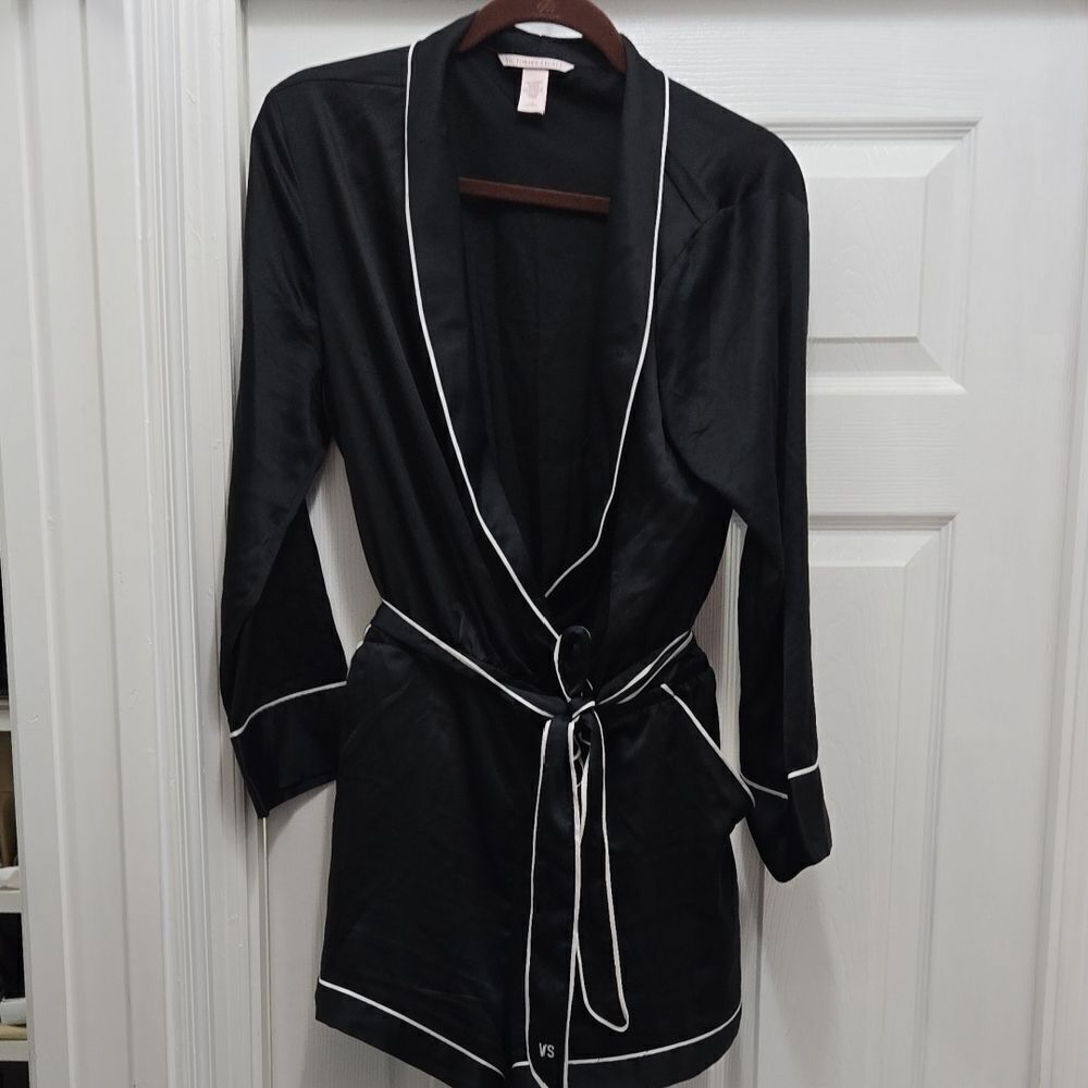 Victoria's Secret Black Robe with White Accents